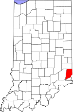 Map of Indiana showing Dearborn County - Click on map for a greater detail.