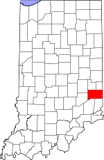 Map of Indiana showing Franklin County - Click on map for a greater detail.