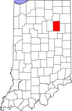 Map of Indiana showing Huntington County - Click on map for a greater detail.