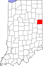 Map of Indiana showing Jay County - Click on map for a greater detail.