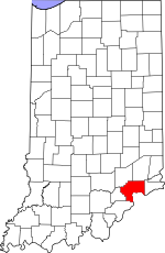 Map of Indiana showing Jefferson County - Click on map for a greater detail.