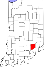 Map of Indiana showing Jennings County - Click on map for a greater detail.