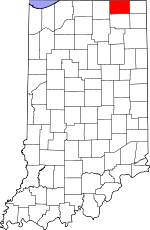 Map of Indiana showing Lagrange County - Click on map for a greater detail.