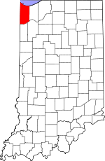 Map of Indiana showing Lake County - Click on map for a greater detail.