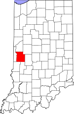 Map of Indiana showing Parke County - Click on map for a greater detail.