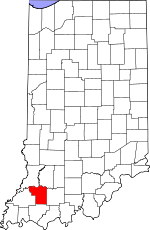 Map of Indiana showing Pike County - Click on map for a greater detail.