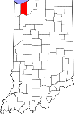 Map of Indiana showing Porter County - Click on map for a greater detail.