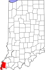 Map of Indiana showing Posey County - Click on map for a greater detail.