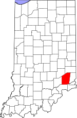 Map of Indiana showing Ripley County - Click on map for a greater detail.