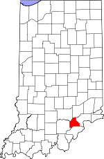 Map of Indiana showing Scott County - Click on map for a greater detail.
