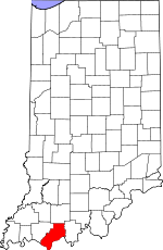 Map of Indiana showing Spencer County - Click on map for a greater detail.