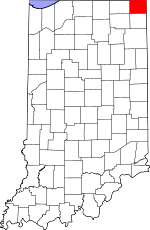 Map of Indiana showing Steuben County - Click on map for a greater detail.
