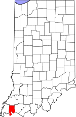 Map of Indiana showing Vanderburgh County - Click on map for a greater detail.