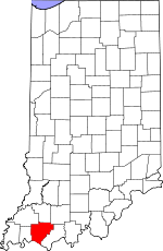 Map of Indiana showing Warrick County - Click on map for a greater detail.