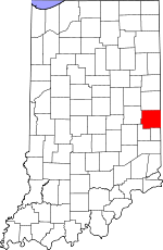Map of Indiana showing Wayne County - Click on map for a greater detail.