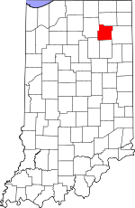 Map of Indiana showing Whitley County - Click on map for a greater detail.