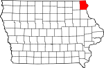 Map of Iowa showing Allamakee County - Click on map for a greater detail.