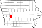 Map of Iowa showing Audubon County - Click on map for a greater detail.