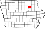 Map of Iowa showing Bremer County - Click on map for a greater detail.