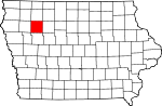 Map of Iowa showing Buena Vista County - Click on map for a greater detail.