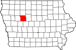 Map of Iowa showing Calhoun County - Click on map for a greater detail.