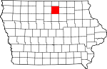 Map of Iowa showing Cerro Gordo County - Click on map for a greater detail.