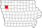 Map of Iowa showing Cherokee County - Click on map for a greater detail.