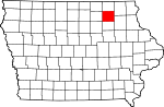 Map of Iowa showing Chickasaw County - Click on map for a greater detail.