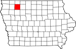 Map of Iowa showing Clay County - Click on map for a greater detail.
