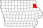 Map of Iowa showing Clayton County - Click on map for a greater detail.