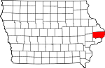 Map of Iowa showing Clinton County - Click on map for a greater detail.