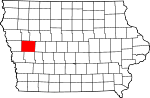 Map of Iowa showing Crawford County - Click on map for a greater detail.