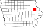 Map of Iowa showing Delaware County - Click on map for a greater detail.