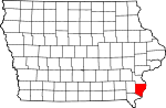 Map of Iowa showing Des Moines County - Click on map for a greater detail.