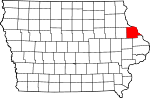 Map of Iowa showing Dubuque County - Click on map for a greater detail.