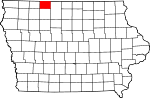 Map of Iowa showing Emmet County - Click on map for a greater detail.