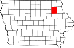 Map of Iowa showing Fayette County - Click on map for a greater detail.