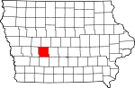 Map of Iowa showing Guthrie County - Click on map for a greater detail.