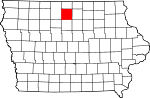 Map of Iowa showing Hancock County - Click on map for a greater detail.