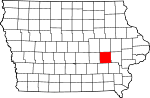Map of Iowa showing Iowa County - Click on map for a greater detail.