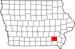 Map of Iowa showing Jefferson County - Click on map for a greater detail.
