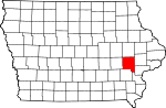 Map of Iowa showing Johnson County - Click on map for a greater detail.