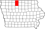 Map of Iowa showing Kossuth County - Click on map for a greater detail.