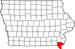 Map of Iowa showing Lee County - Click on map for a greater detail.