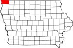 Map of Iowa showing Lyon County - Click on map for a greater detail.