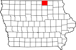 Map of Iowa showing Mitchell County - Click on map for a greater detail.