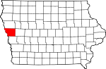 Map of Iowa showing Monona County - Click on map for a greater detail.