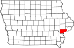 Map of Iowa showing Muscatine County - Click on map for a greater detail.