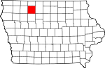 Map of Iowa showing Palo Alto County - Click on map for a greater detail.