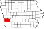 Map of Iowa showing Pottawattamie County - Click on map for a greater detail.
